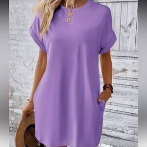 SHEIN Lavender Short Sleeve T-Shirt Dress